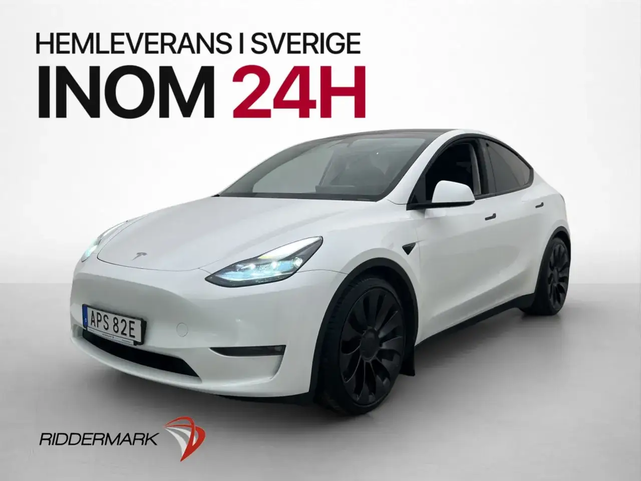 Vit Tesla Model Y till salu med hemleverans inom 24h i Sverige.