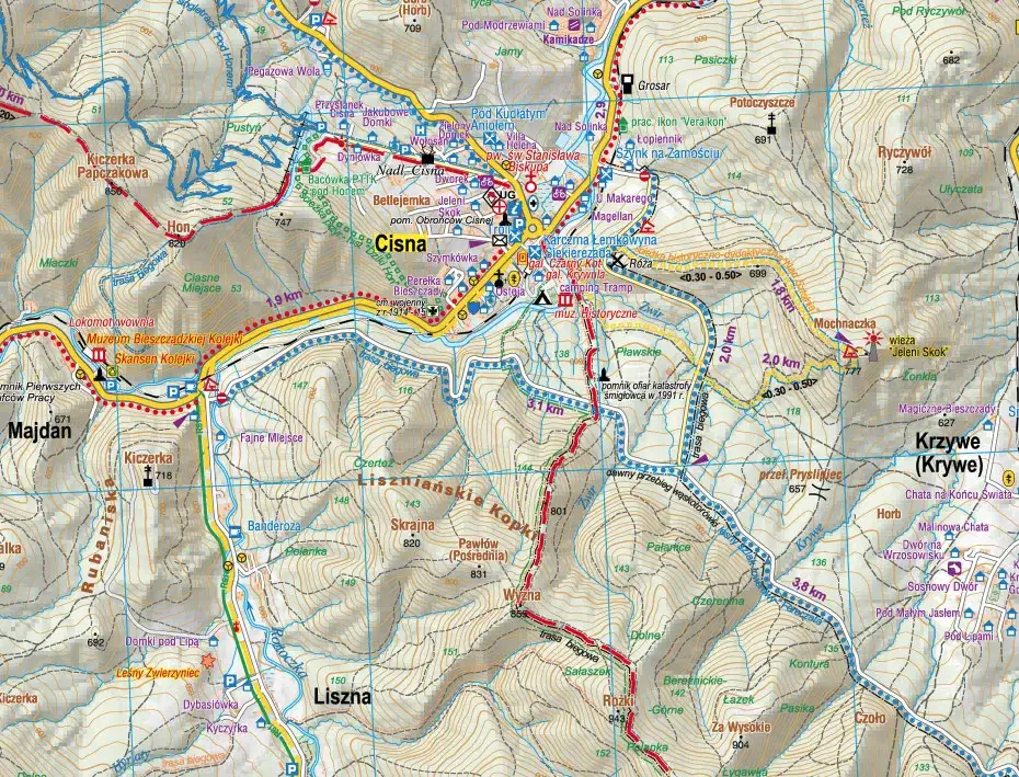Bieszczady Cisna mapa