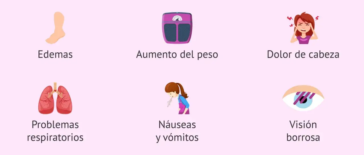 S&iacute;ntomas de preeclampsia: edemas, aumento de peso, dolor de cabeza, problemas respiratorios, n&aacute;useas, v&oacute;mitos y visi&oacute;n borrosa. Conocer los riesgos es clave.