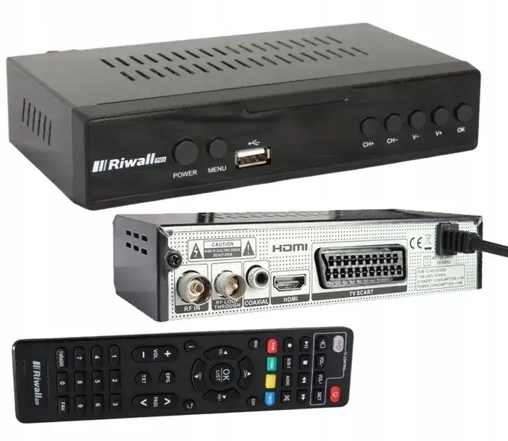 dekoder DVB-T2 HEVC podłączony do telewizora