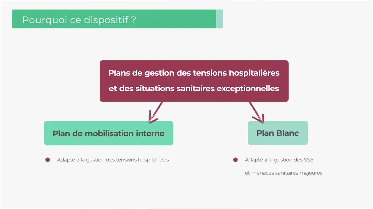 Sch&eacute;ma expliquant les plans de gestion des tensions hospitali&egrave;res et des situations sanitaires exceptionnelles, incluant le 