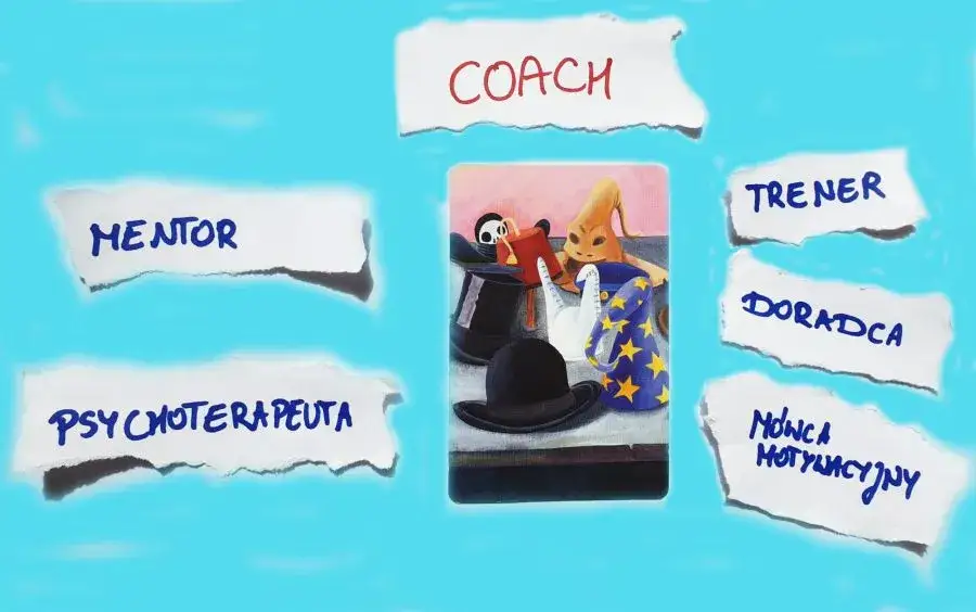 Różnice między coachem, terapeutą, mentorem, doradcą infografika