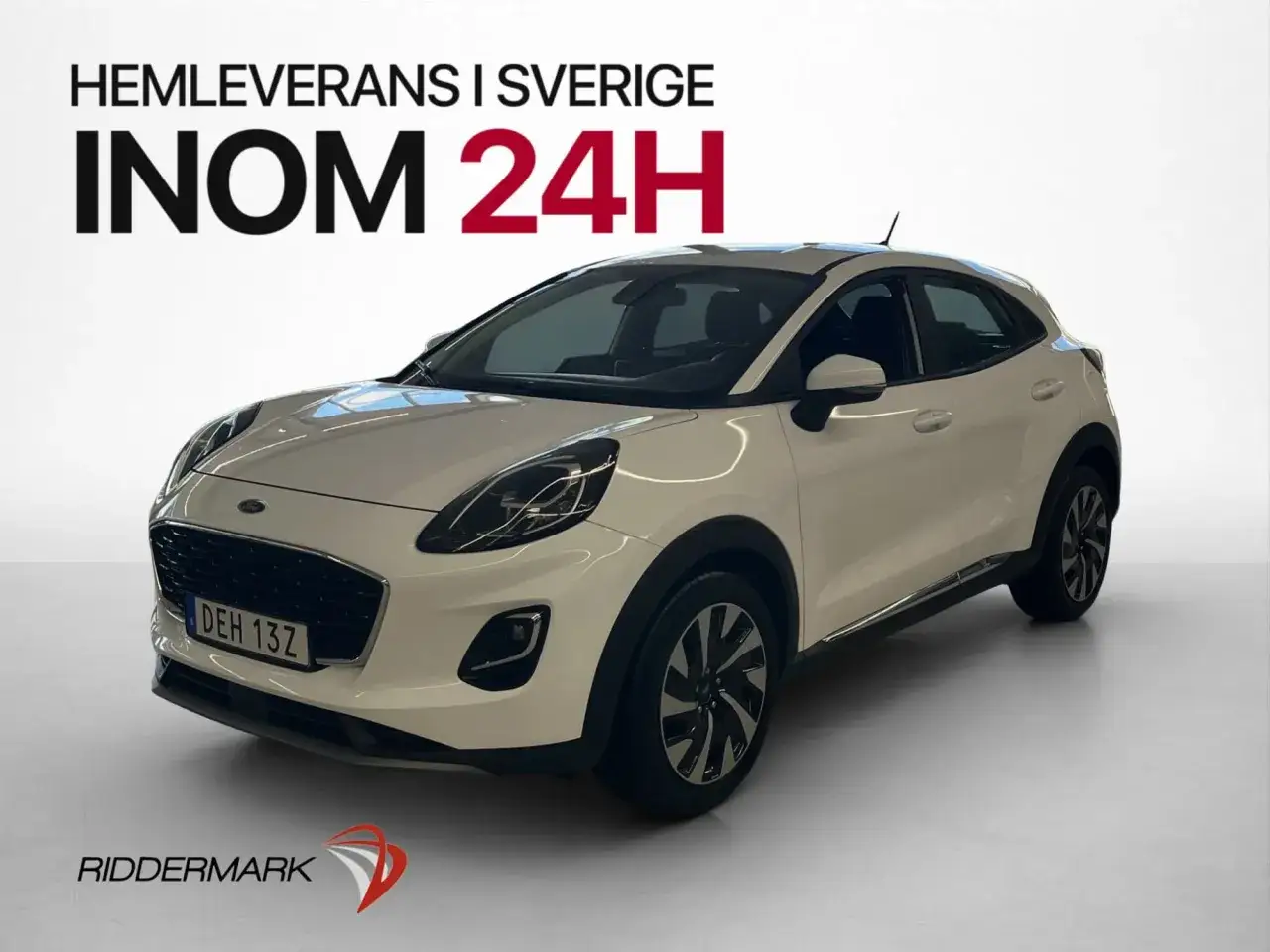 Vit Ford Puma Hybrid Automat, hemleverans i Sverige inom 24h.