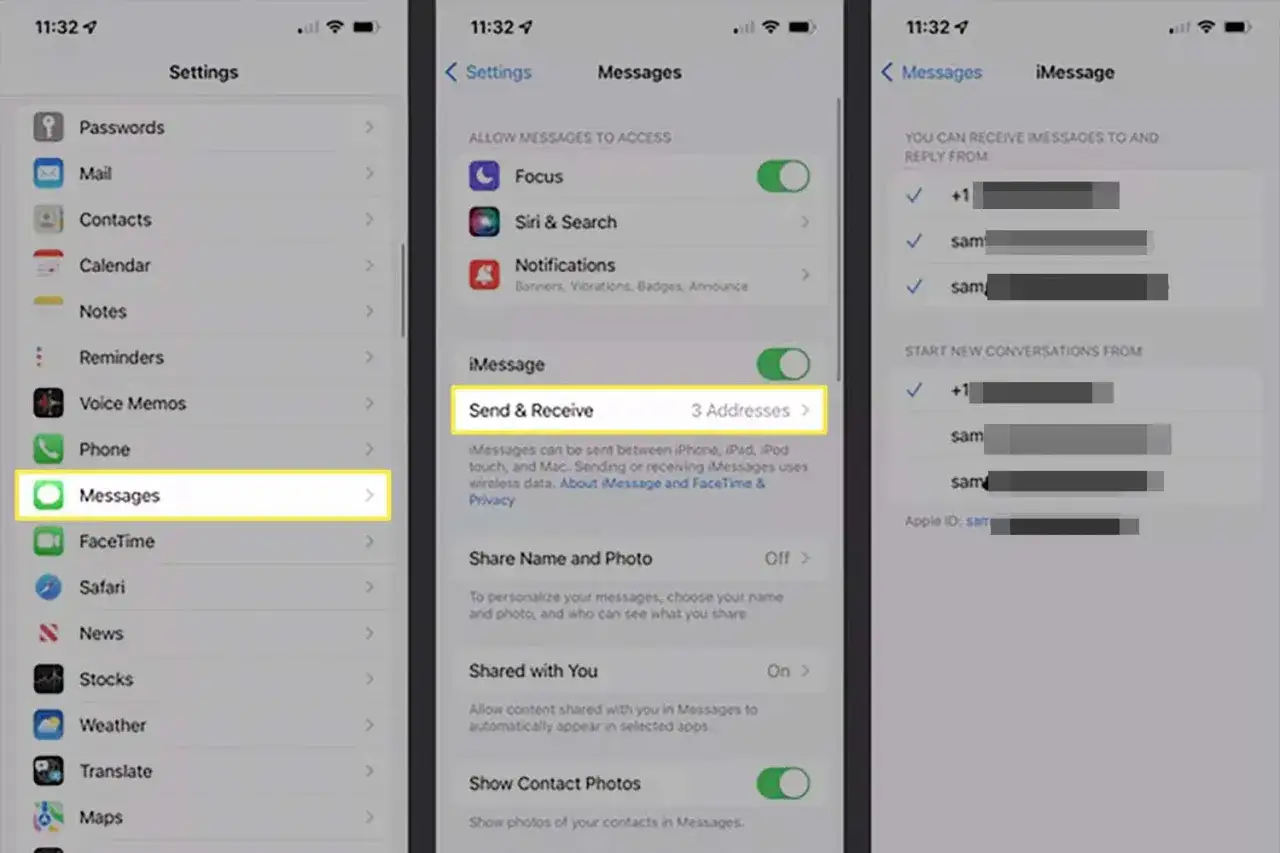 Jak włączyć iMessage: wejdź w Ustawienia > Wiadomości > Wyślij i odbierz.