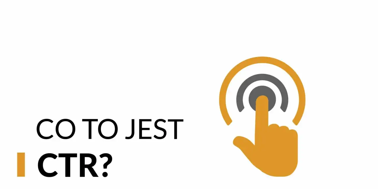 Co to jest CTR? Ikona dłoni wskazującej na przycisk symbolizuje kliknięcie, kluczowe dla wskaźnika CTR.