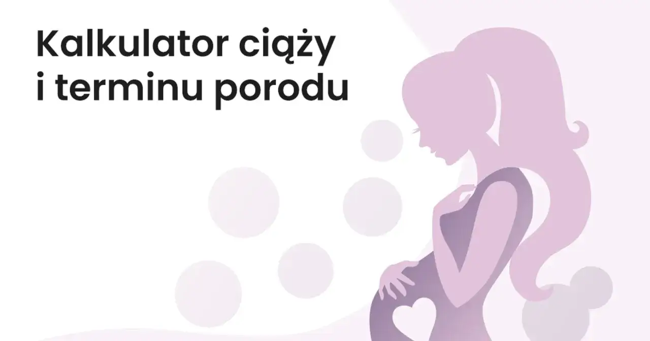 Kalkulator ciąży i terminu porodu. Sylwetka kobiety w ciąży, z sercem na brzuchu, symbolizująca oczekiwanie na dziecko.