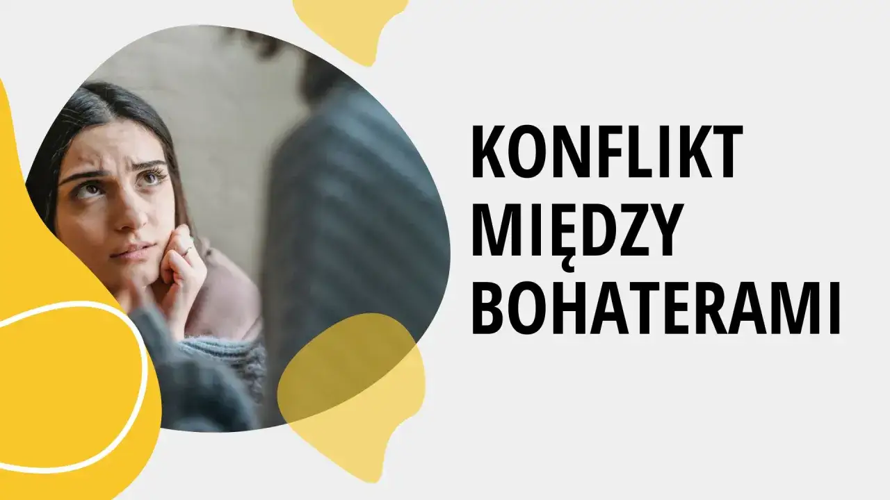 Zmartwiona kobieta patrzy w górę, jakby doświadczała trudnej rywalizacji. Tekst głosi 