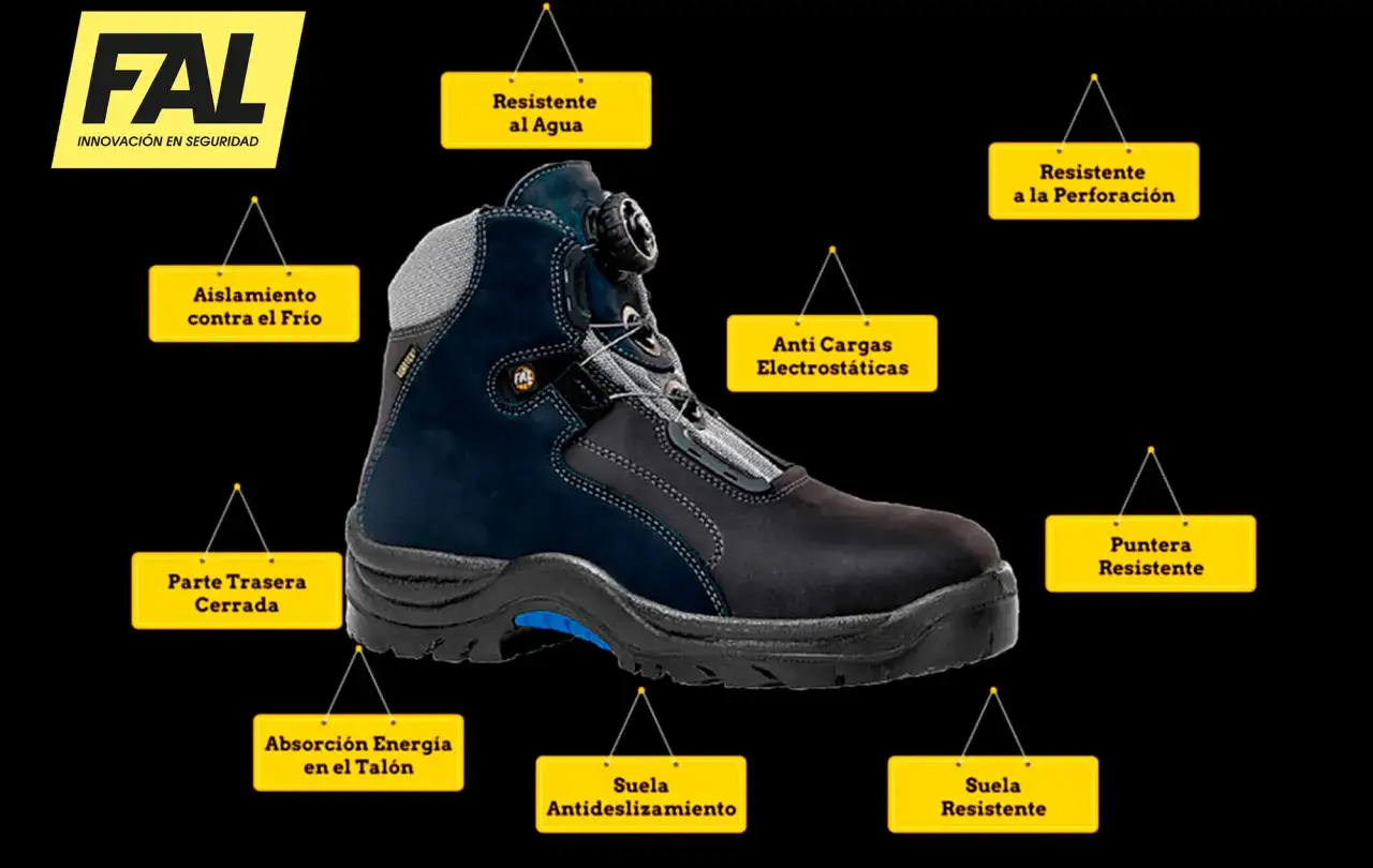 Bota de seguridad FAL con cierre BOA, resistente al agua, al frío, perforaciones y cargas electrostáticas. Suela antideslizante y puntera resistente. ¡No hay caducidad en la seguridad!