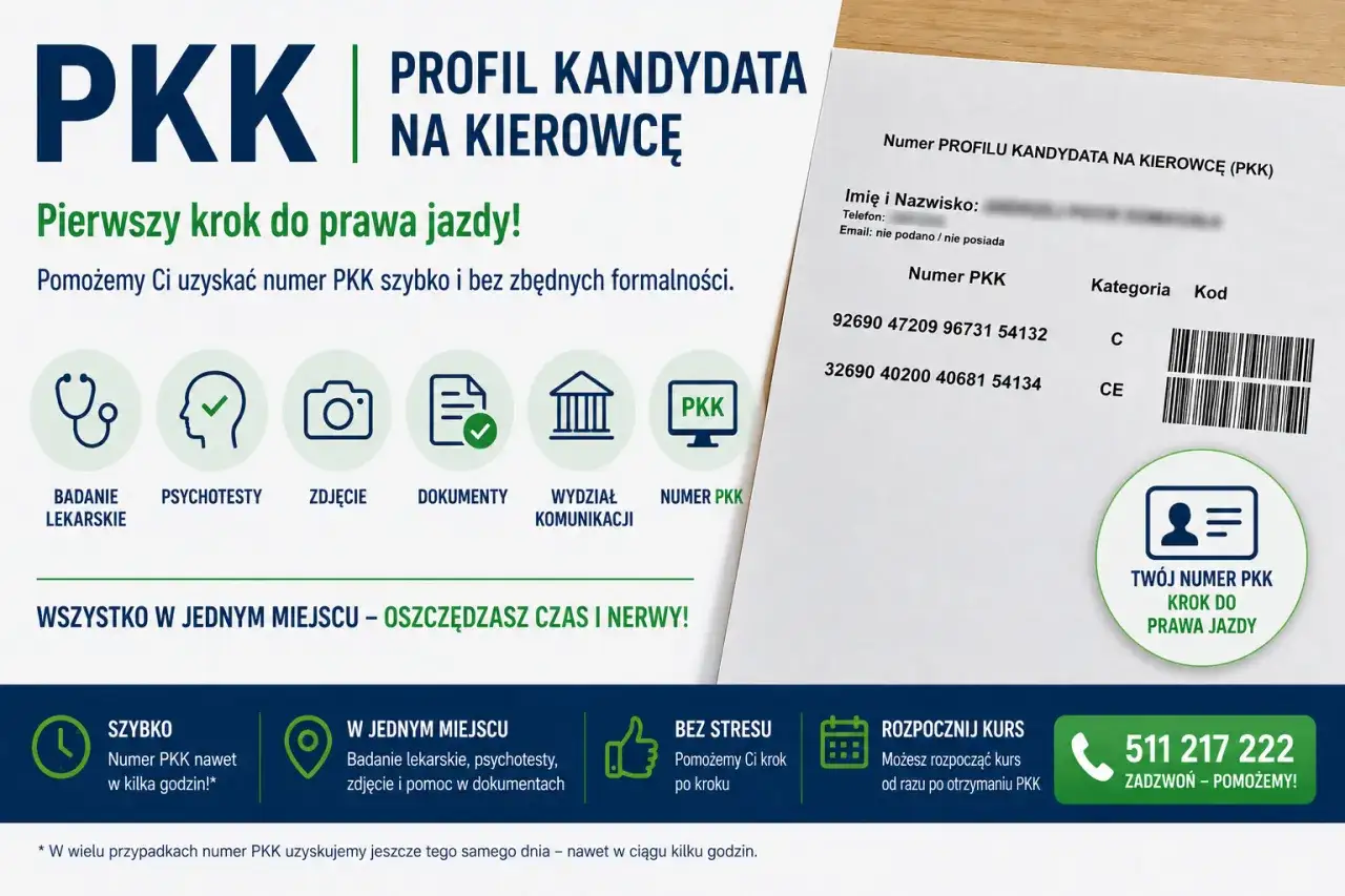 Numer PKK to pierwszy krok do prawa jazdy. Pomożemy Ci go uzyskać szybko i bez formalności. Zadzwoń!