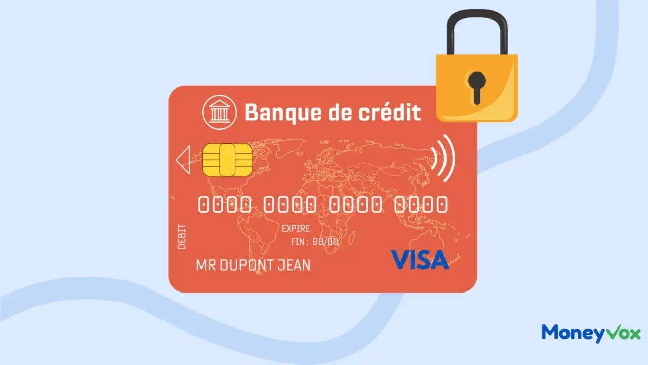 Carte bancaire avec un cadenas symbolisant la sécurité. L'inconvénient d'une carte à autorisation systématique est qu'elle peut être refusée.