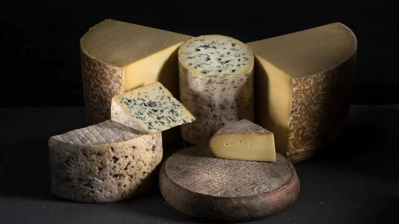 Un assortiment de fromages, dont le bleu d'Auvergne, met en avant les spécialités culinaires auvergne.