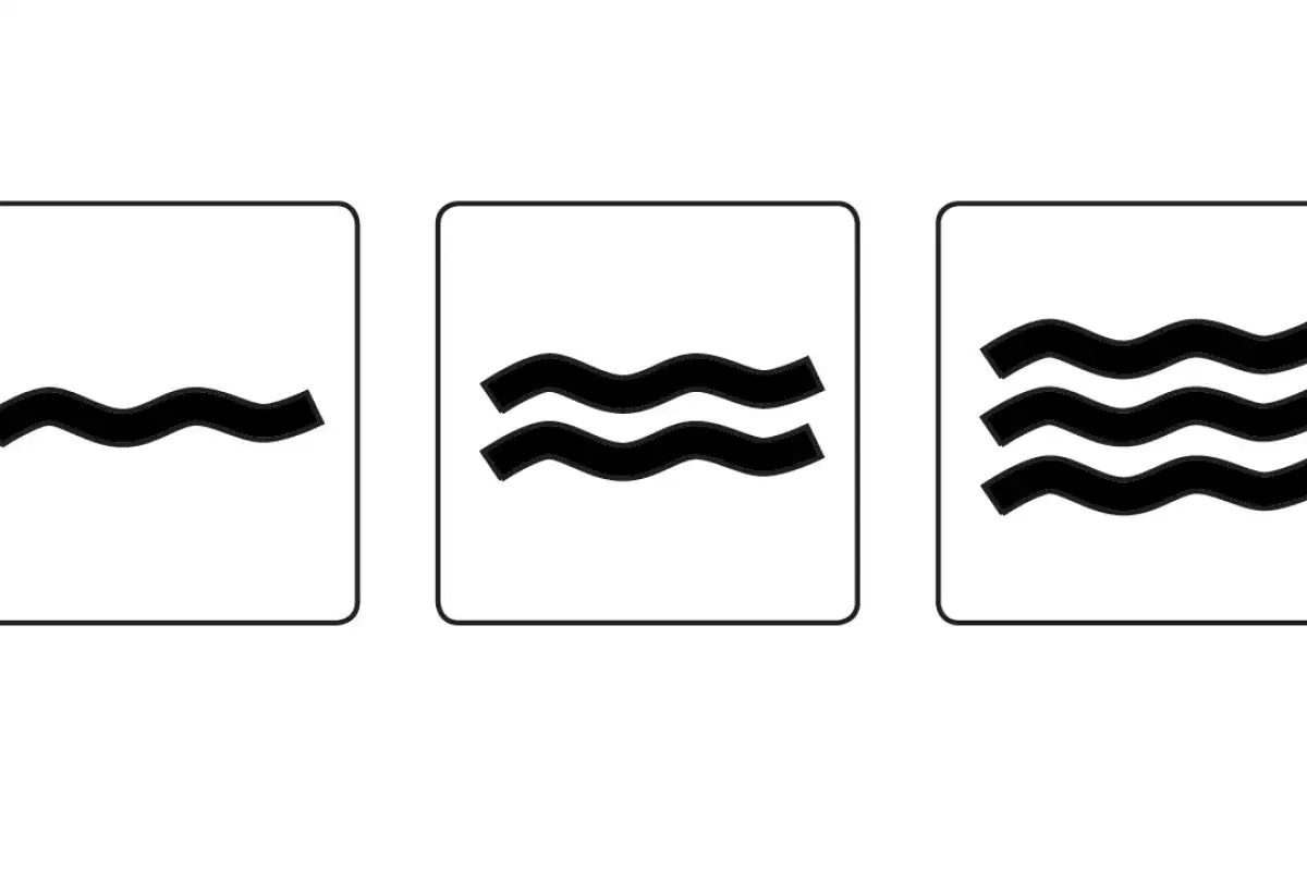 Drei Kästen mit Wellenlinien: eine einzelne, zwei übereinander, drei übereinander. Die **Tapetensymbole Bedeutung** zeigt Wellenintensität.