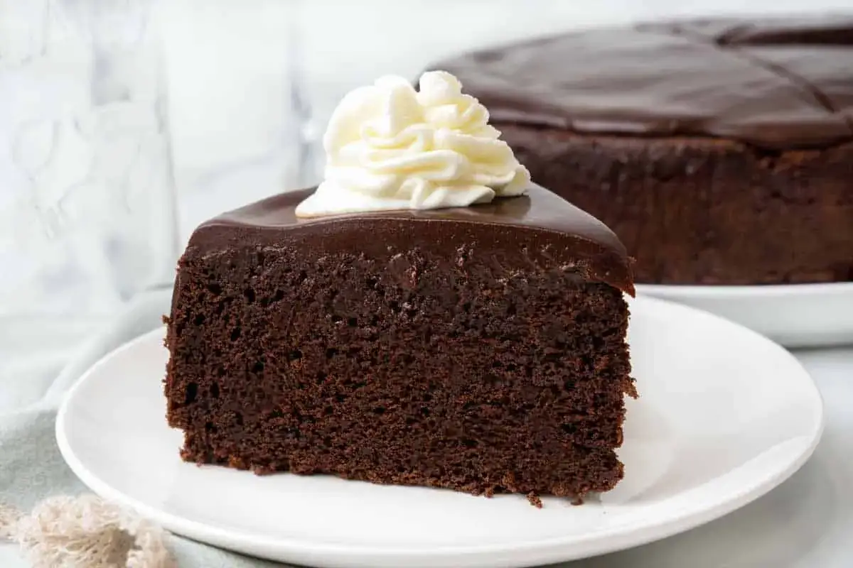 Une part de g&acirc;teau au chocolat intense, un vrai d&eacute;lice, avec une touche de cr&egrave;me fouett&eacute;e sur le dessus. Ce mud cake est irr&eacute;sistible.