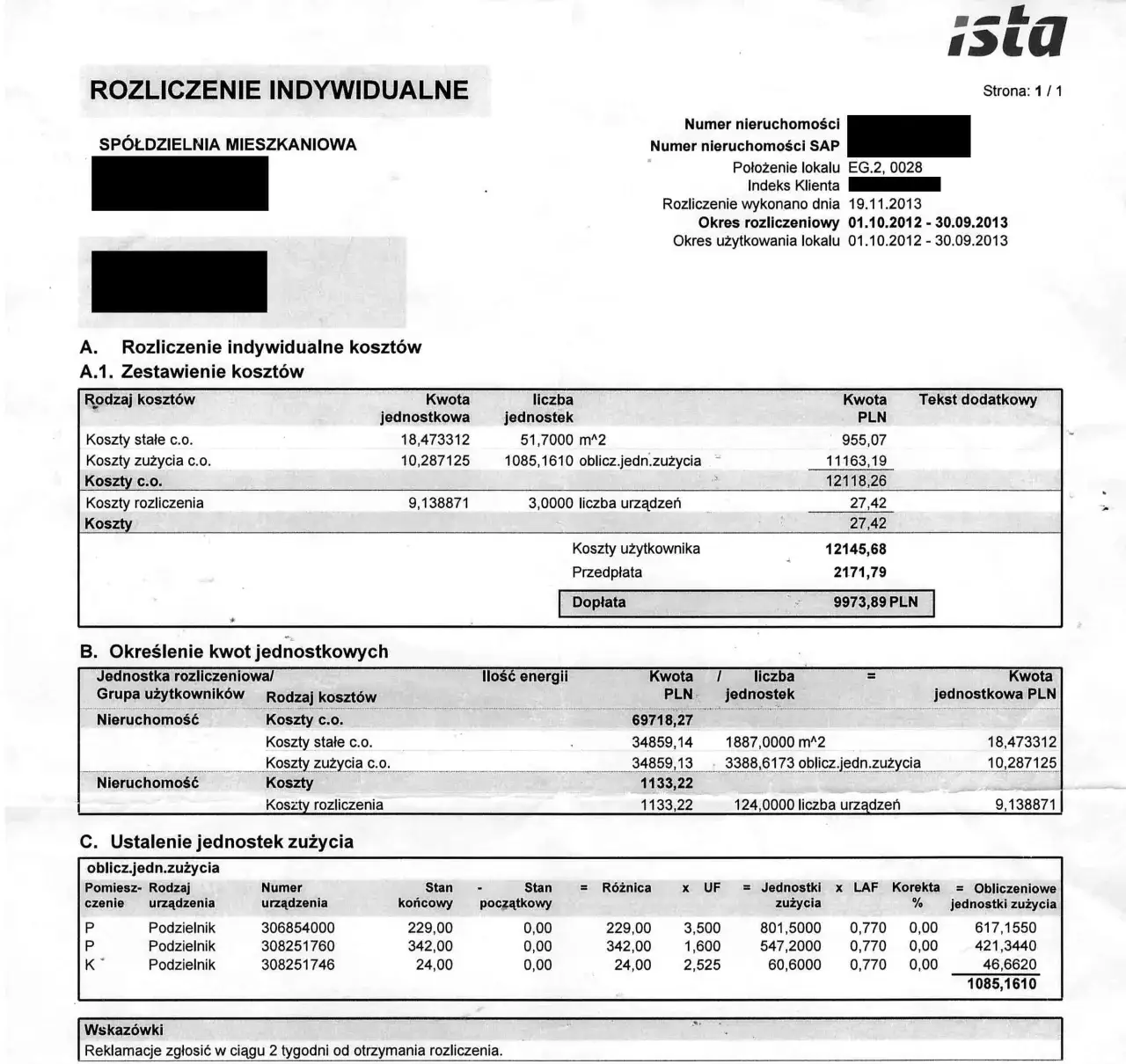 Rozliczenie kosztów spółdzielni mieszkaniowej