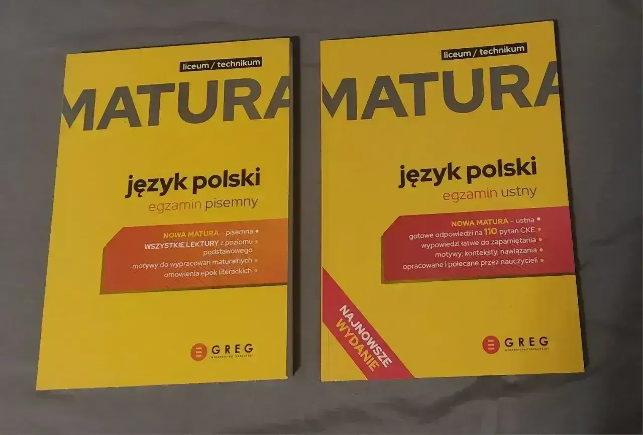 Dwie żółte książki do matury z polskiego: pisemnej i ustnej. Dowiedz się, ile trwa matura ustna z polskiego i jak się do niej przygotować.