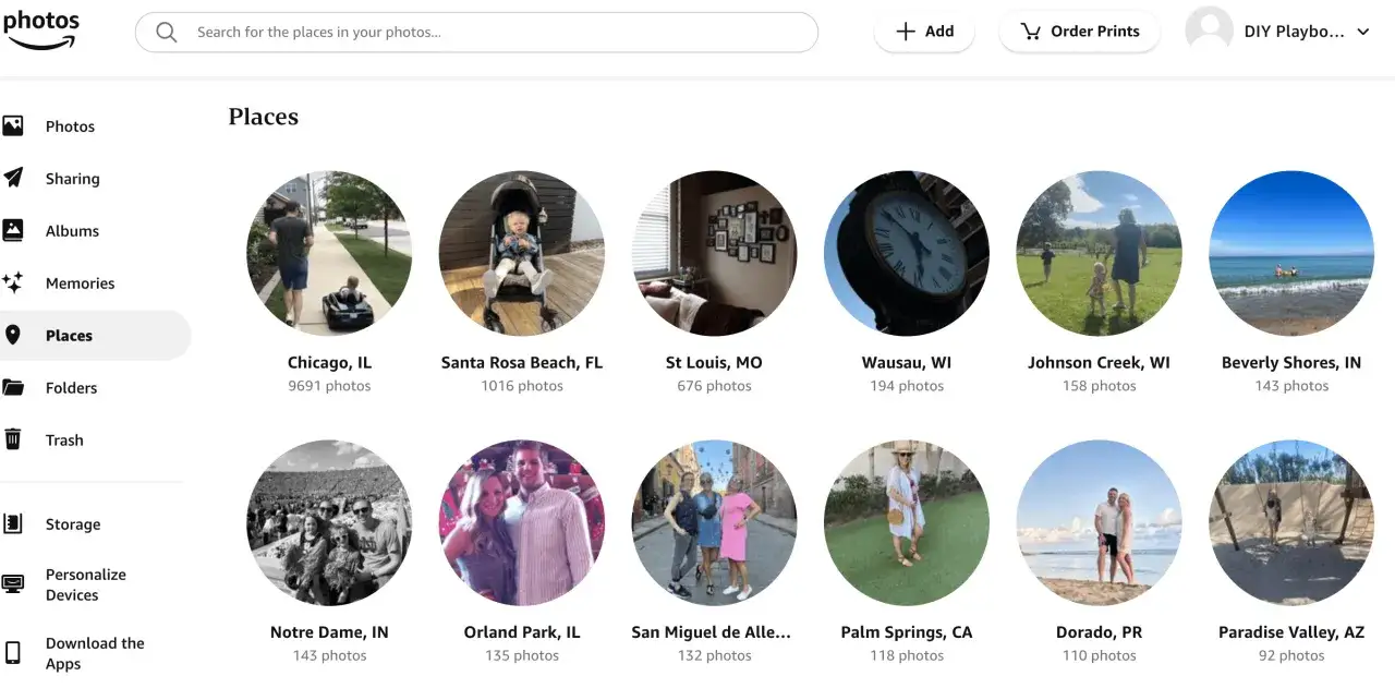 Fotos sortieren nach Orten: Chicago, Santa Rosa Beach, St. Louis, Wausau, Johnson Creek, Beverly Shores, Notre Dame, Orland Park, San Miguel de Allende, Palm Springs, Dorado, Paradise Valley.