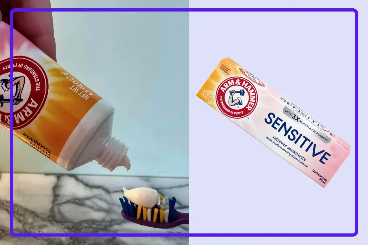 Pasta na odsłonięte szyjki zębowe Arm & Hammer Sensitive. Zapewnia ulgę w nadwrażliwości i delikatnie usuwa osad.