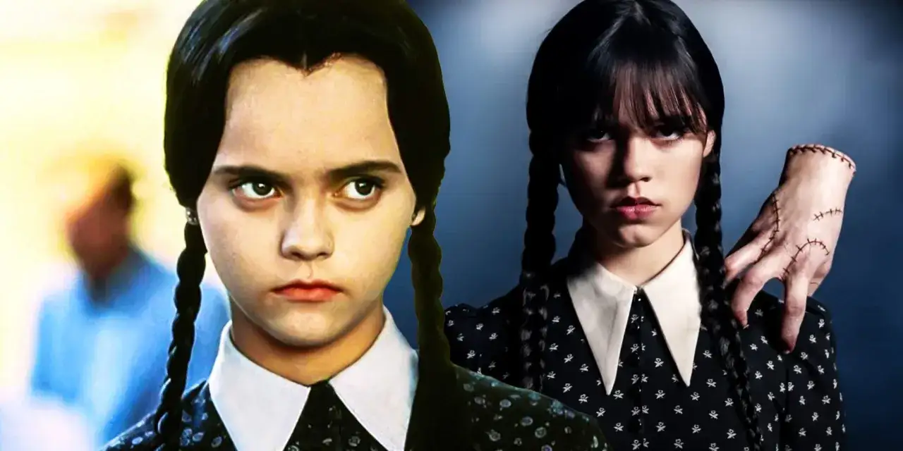 Dwie Wednesday Addams: młodsza (Christina Ricci) i starsza (Jenna Ortega) z serialu