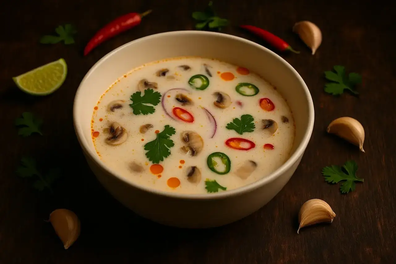 tajska zupa tom kha z trawą cytrynową i galangalem
