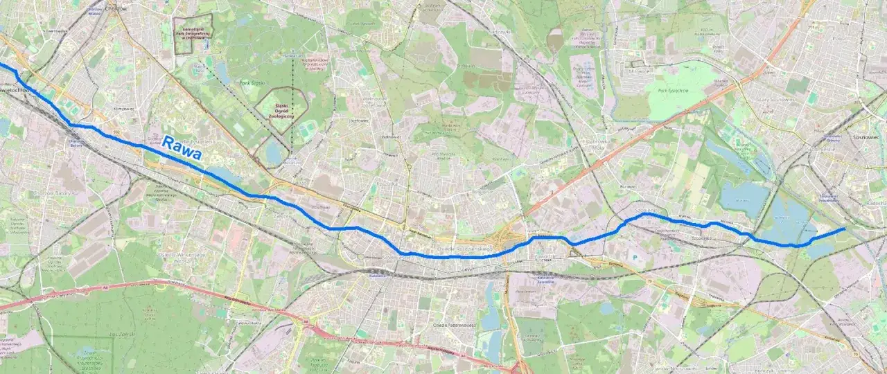 Mapa rzek Katowic