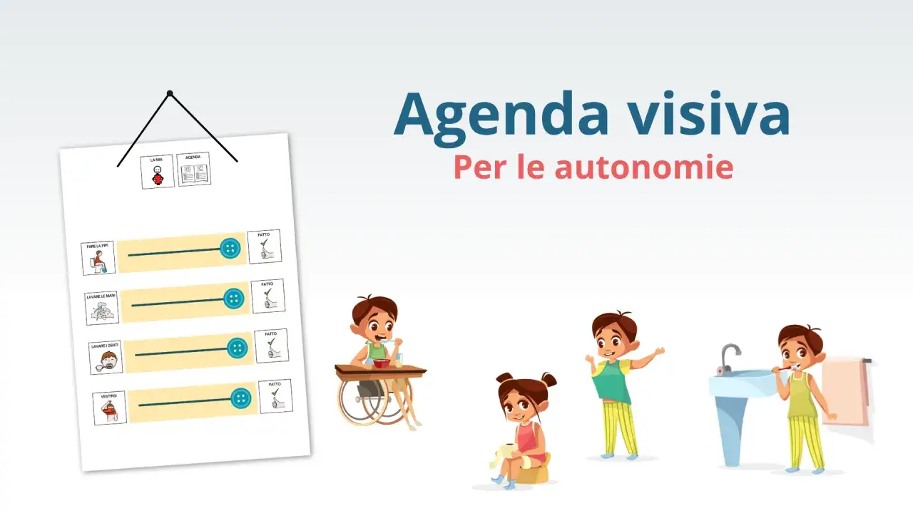 Agenda visiva per l'autonomia: un bambino iperattivo si guarisce imparando a vestirsi, lavarsi e fare pip&igrave; con successo.