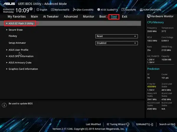 Narzędzie EZ Flash 3 w UEFI ASUS