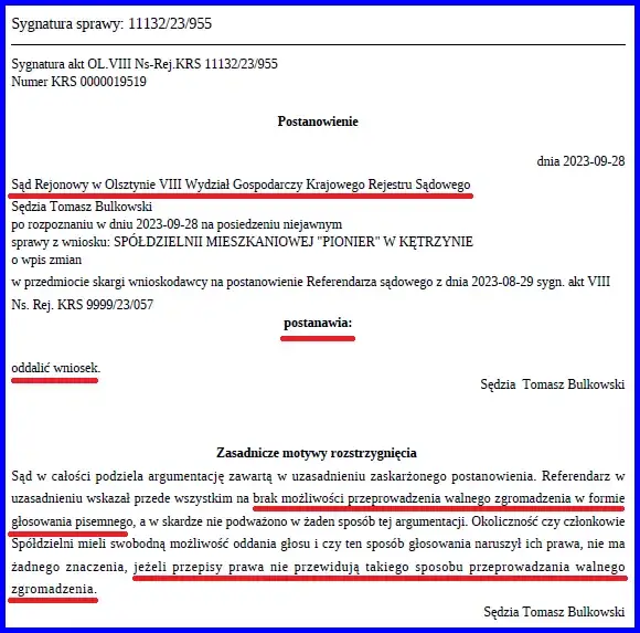 Wpis spółdzielni mieszkaniowej do KRS