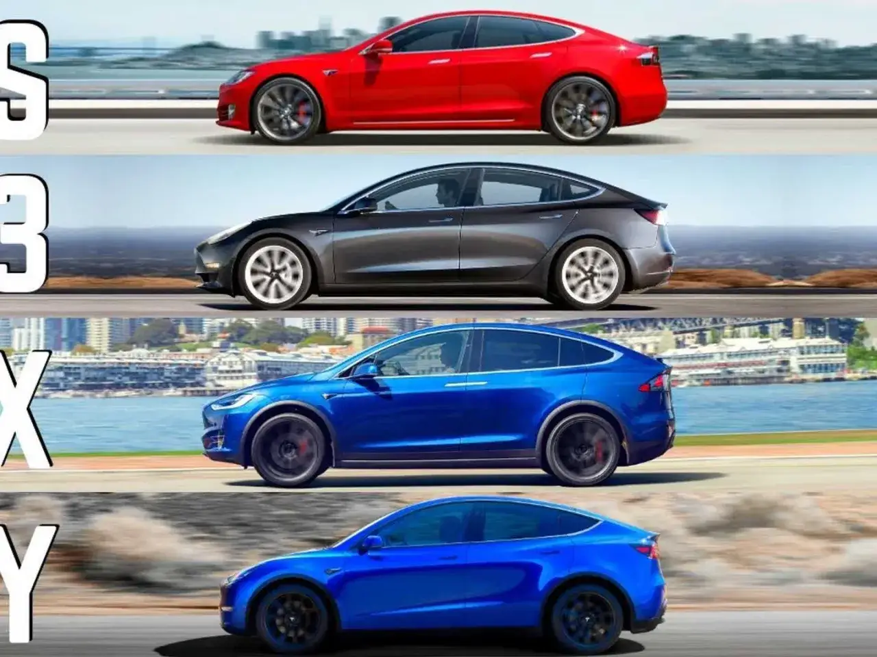 Tesla Model 3, Model Y, Model S, Model X, Cybertruck
