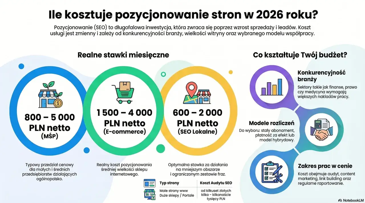 Pozycjonowanie w Niemczech: koszty SEO dla MSP, e-commerce i lokalne. Budżet zależy od branży, modeli rozliczeń i zakresu prac.