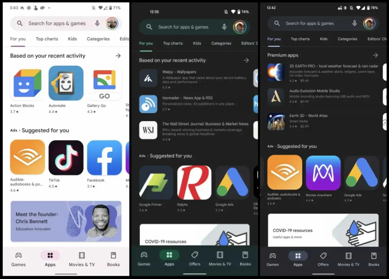ekran Google Play Store z widocznymi aktualizacjami aplikacji