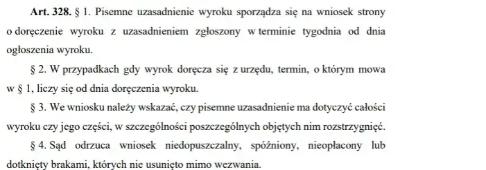Wniosek o uzasadnienie wyroku wzór