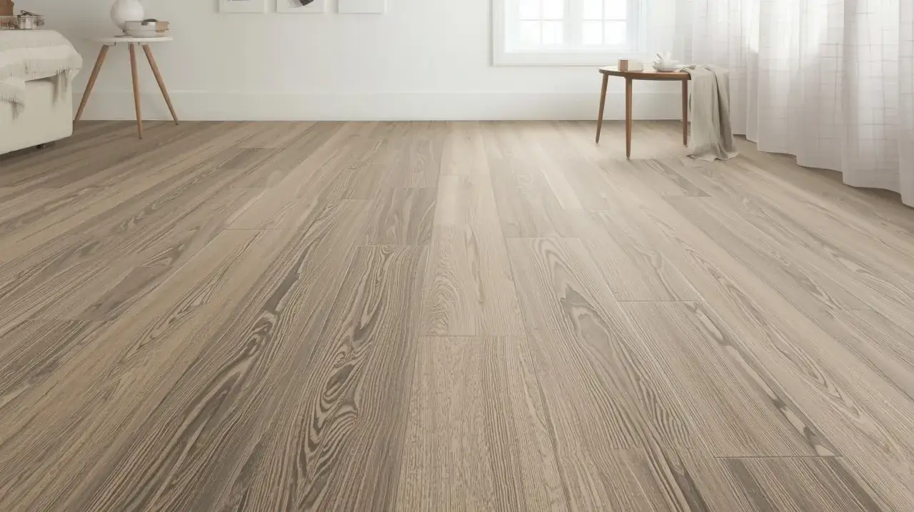 Nuovo pavimento in PVC effetto legno posato su quello esistente, trasformando l'ambiente con un tocco naturale e moderno.