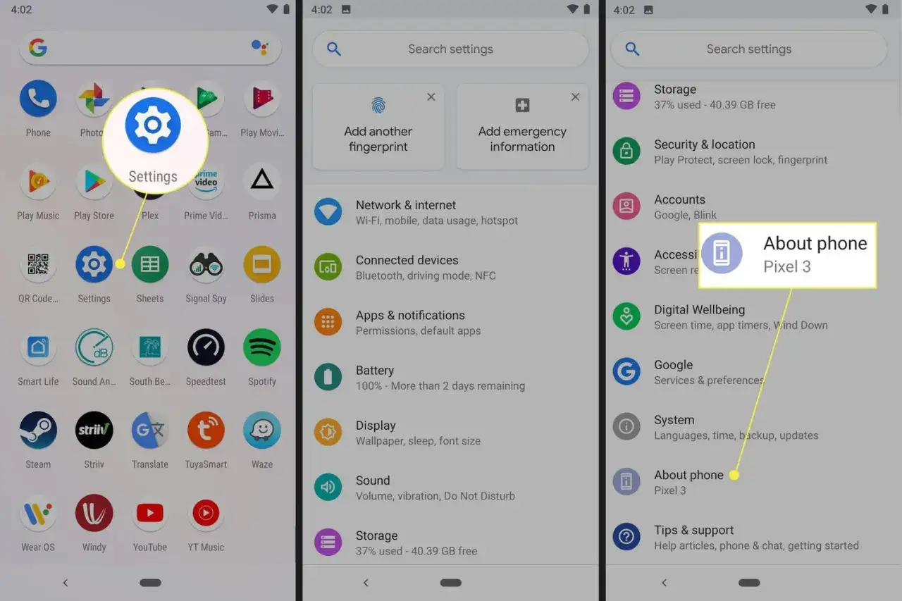 Ekran telefonu z widocznymi opcjami programisty. Widoczne menu Ustawienia, a następnie sekcja 
