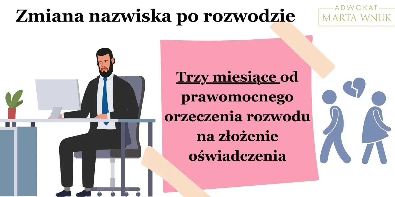 Zmiana nazwiska po rozwodzie: masz 3 miesiące od prawomocnego orzeczenia na złożenie oświadczenia. Adwokat Marta Wnuk.