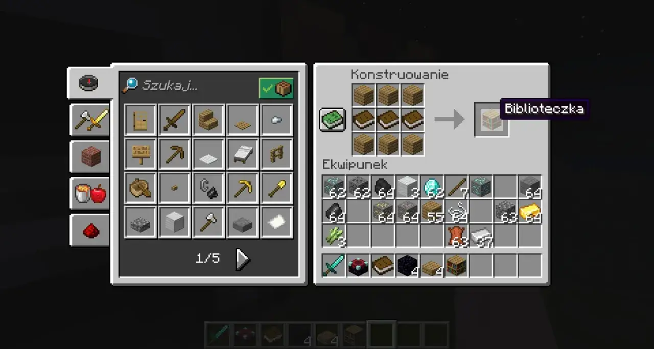 Minecraft crafting przepis pulpit