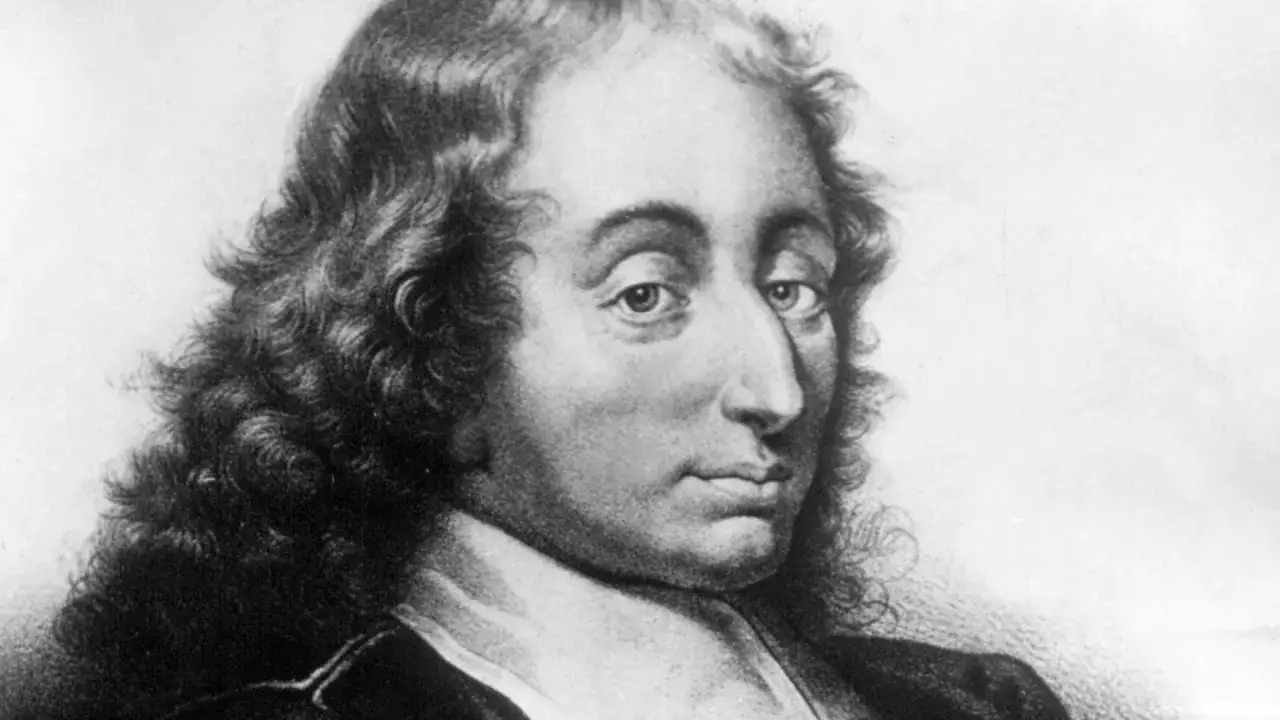 Portr&auml;t des franz&ouml;sischen Philosophen Blaise Pascal mit lockigem Haar und nachdenklichem Blick.