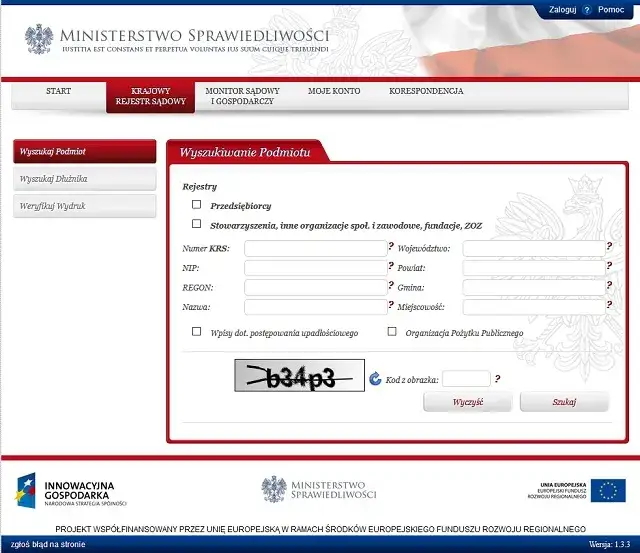 Wyszukiwarka KRS strona główna