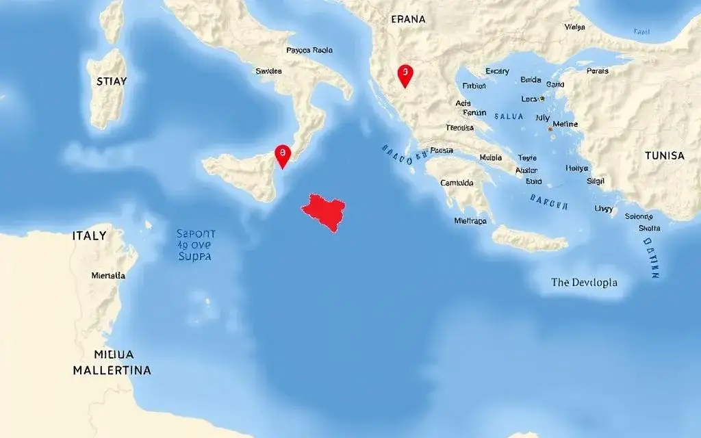 Mapa Malty w kontekście Morza Śródziemnego i Europy