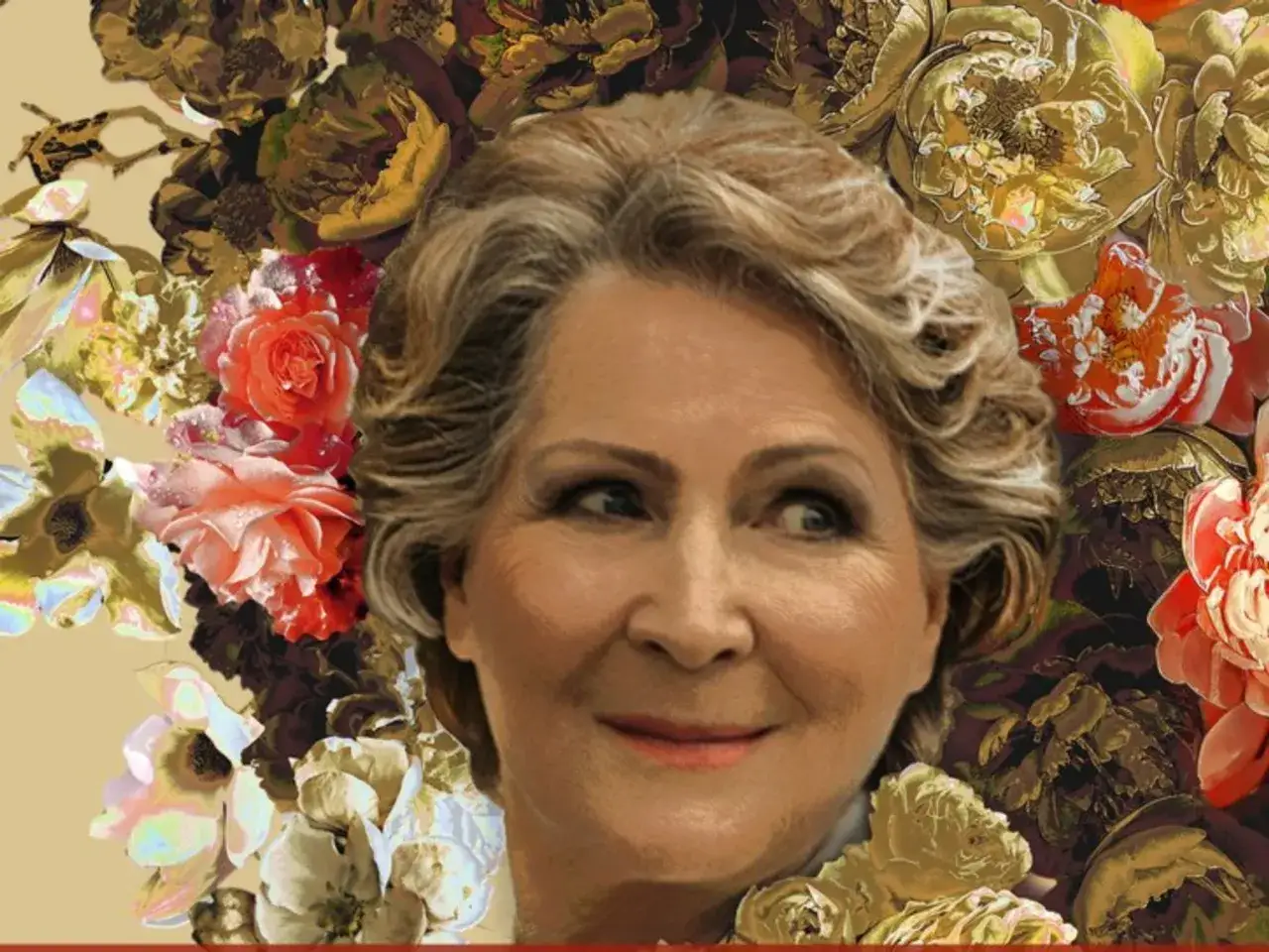 Portret Ireny Santor otoczony bujnymi kwiatami. Ile lat ma Irena Santor? Wiek artystki jest tajemnicą, ale jej uśmiech mówi wszystko.