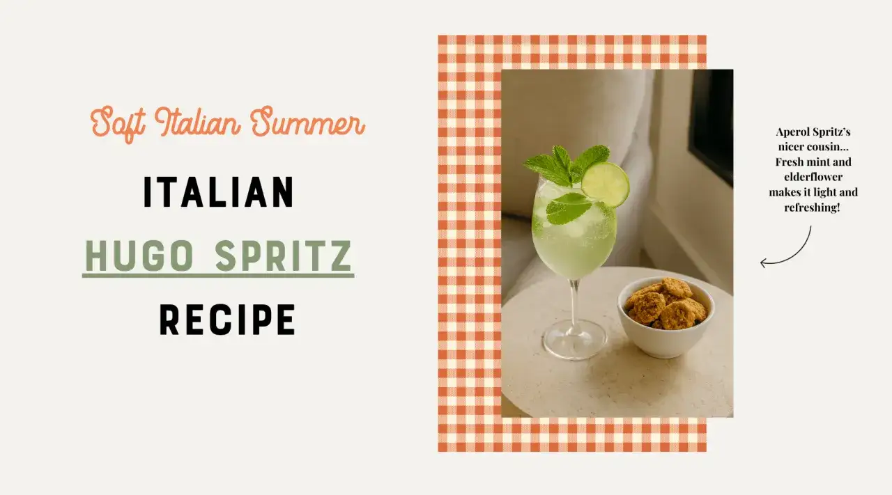Przepis na Hugo Spritz, orzeźwiający włoski drink z miętą i kwiatem czarnego bzu. Idealny na letnie popołudnie.