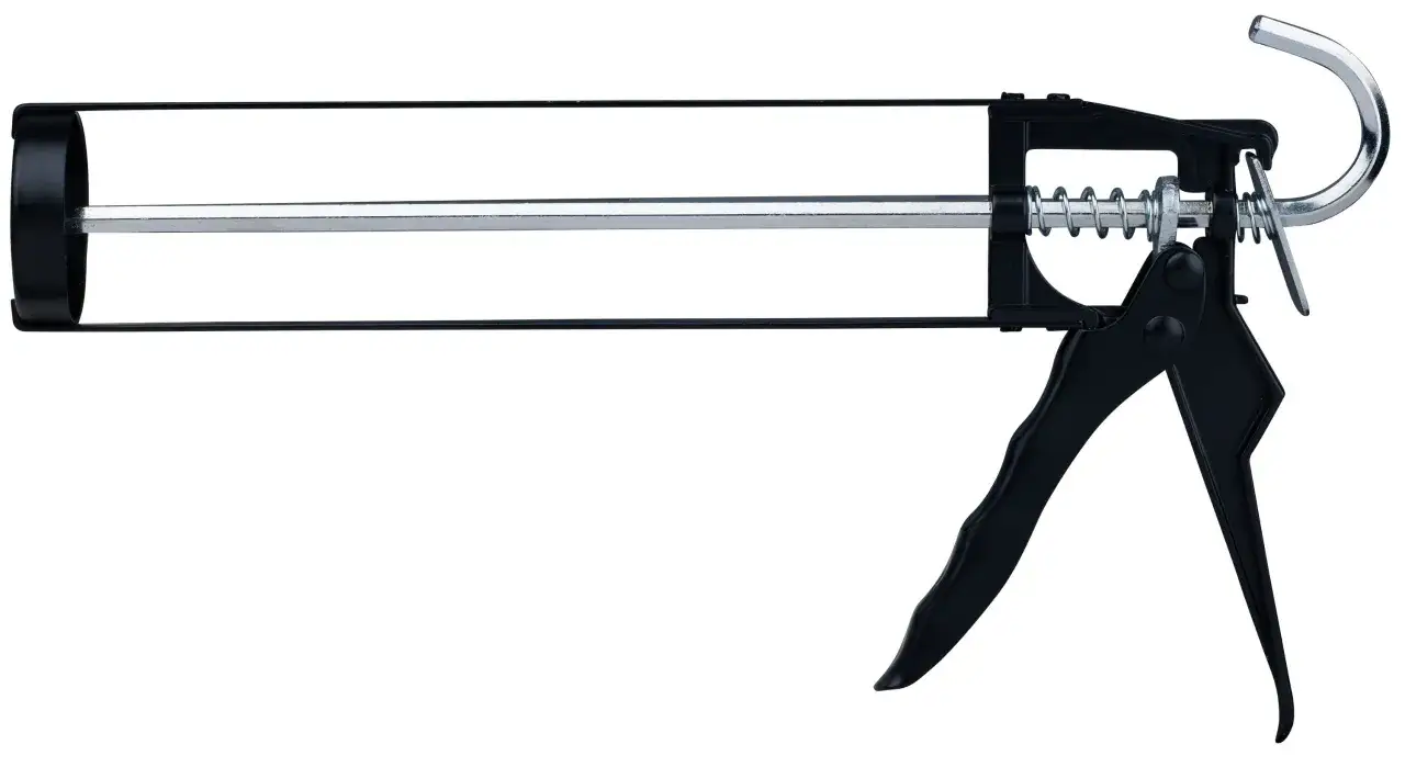 Pistolet do silikonu, narzędzie do aplikacji uszczelniaczy. Jak otworzyć silikon? Włóż tubę, naciśnij spust.