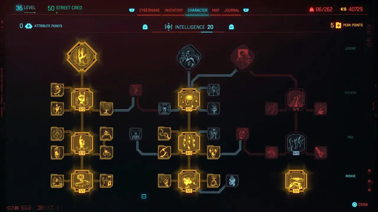 Cyberpunk 2077 drzewko rozwoju postaci 2.0