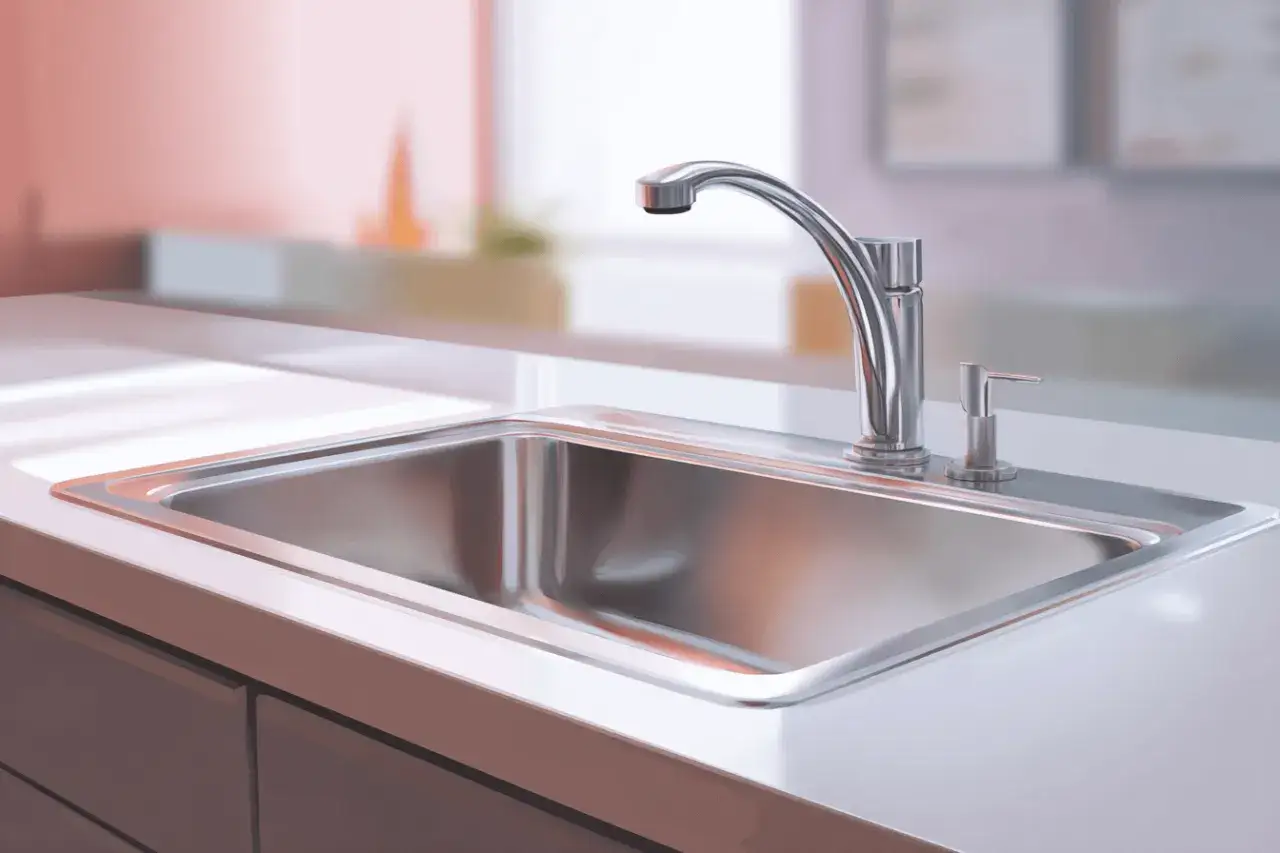 Un &eacute;vier en inox &eacute;tincelant, pr&ecirc;t pour un nettoyage facile. D&eacute;couvrez comment nettoyer un &eacute;vier en inox pour qu'il brille comme neuf.
