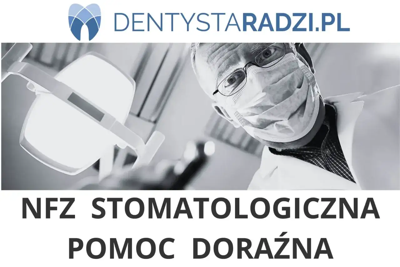 Dentysta w masce pochyla się nad pacjentem, gotowy do leczenia, nawet gdy boli **korzeń zęba**. NFZ stomatologiczna pomoc doraźna.