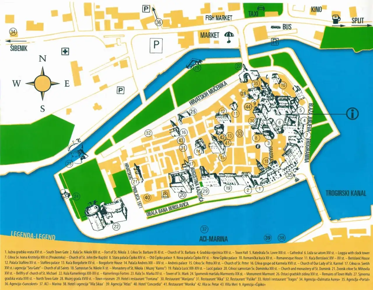 Mapa atrakcji okolice Poljica Trogir Split