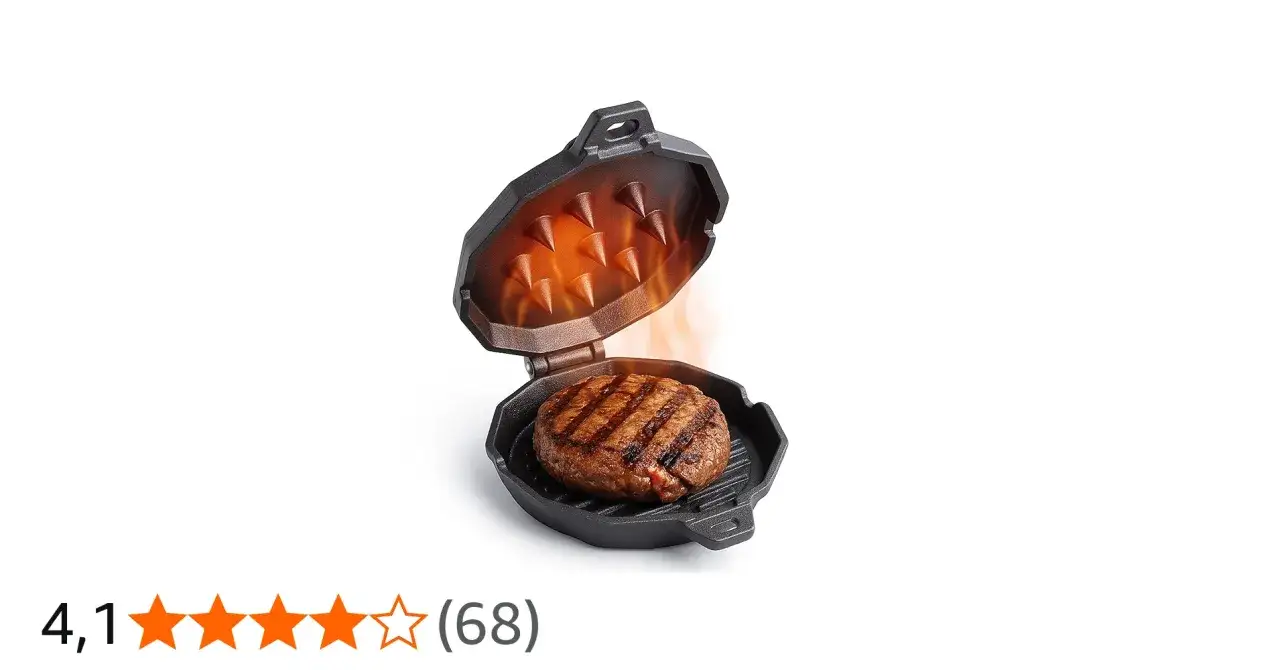 Perfekt gegrilltes Patty in einer Pfanne mit Grillmuster. So einfach ist es, Patties selber machen!