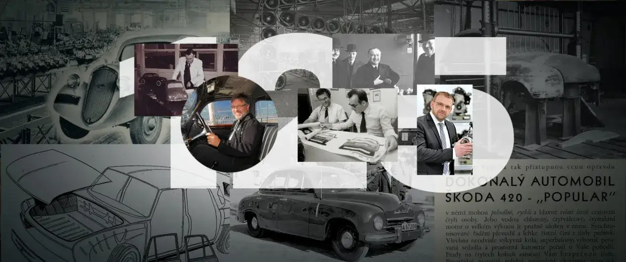 Kola historii Škody: od prvních modelů po moderní design. Wszystkie modele Škody w jednym kolażu.