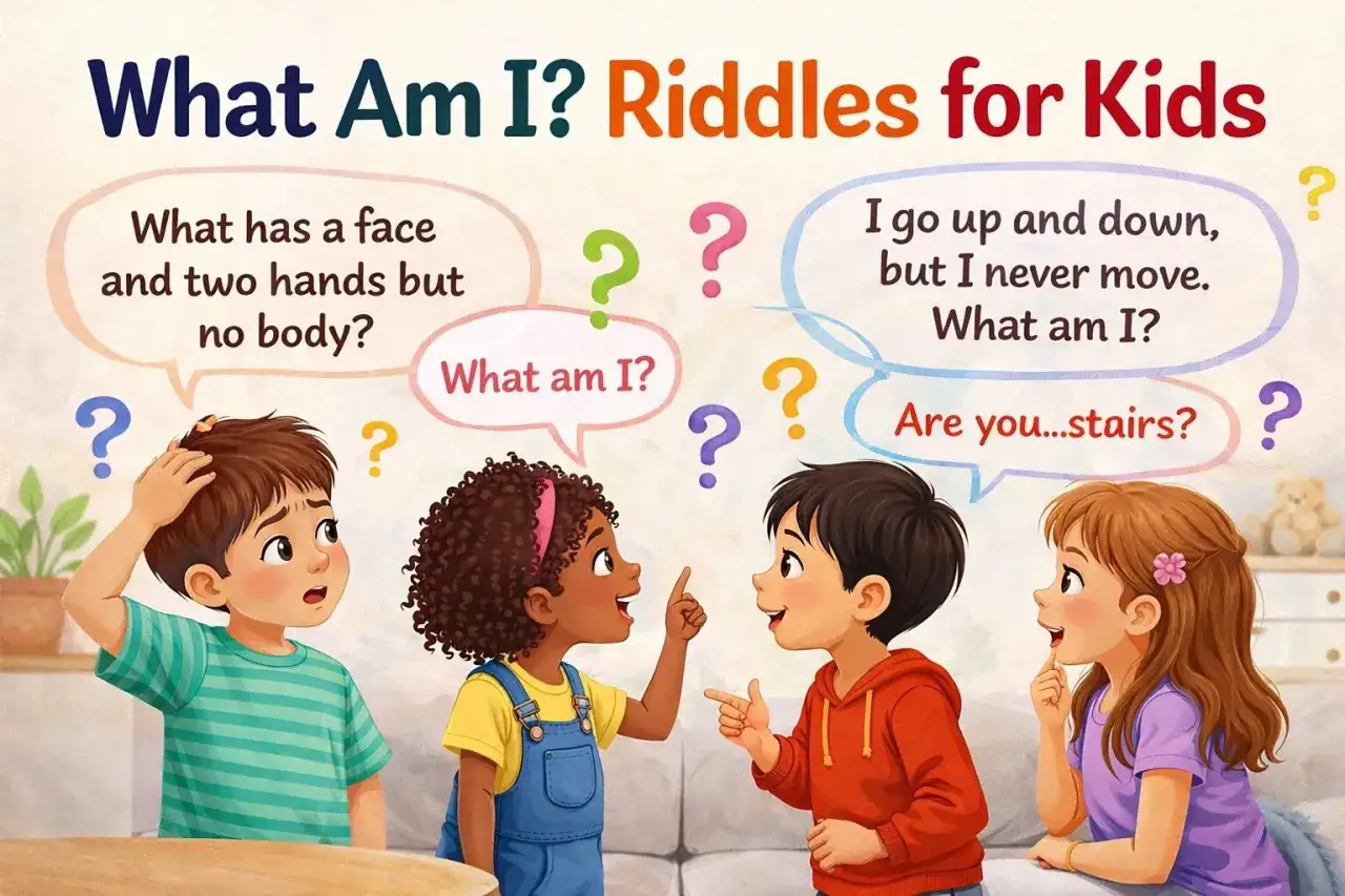 Bambini si divertono con indovinelli per bambini con risposta. Uno chiede