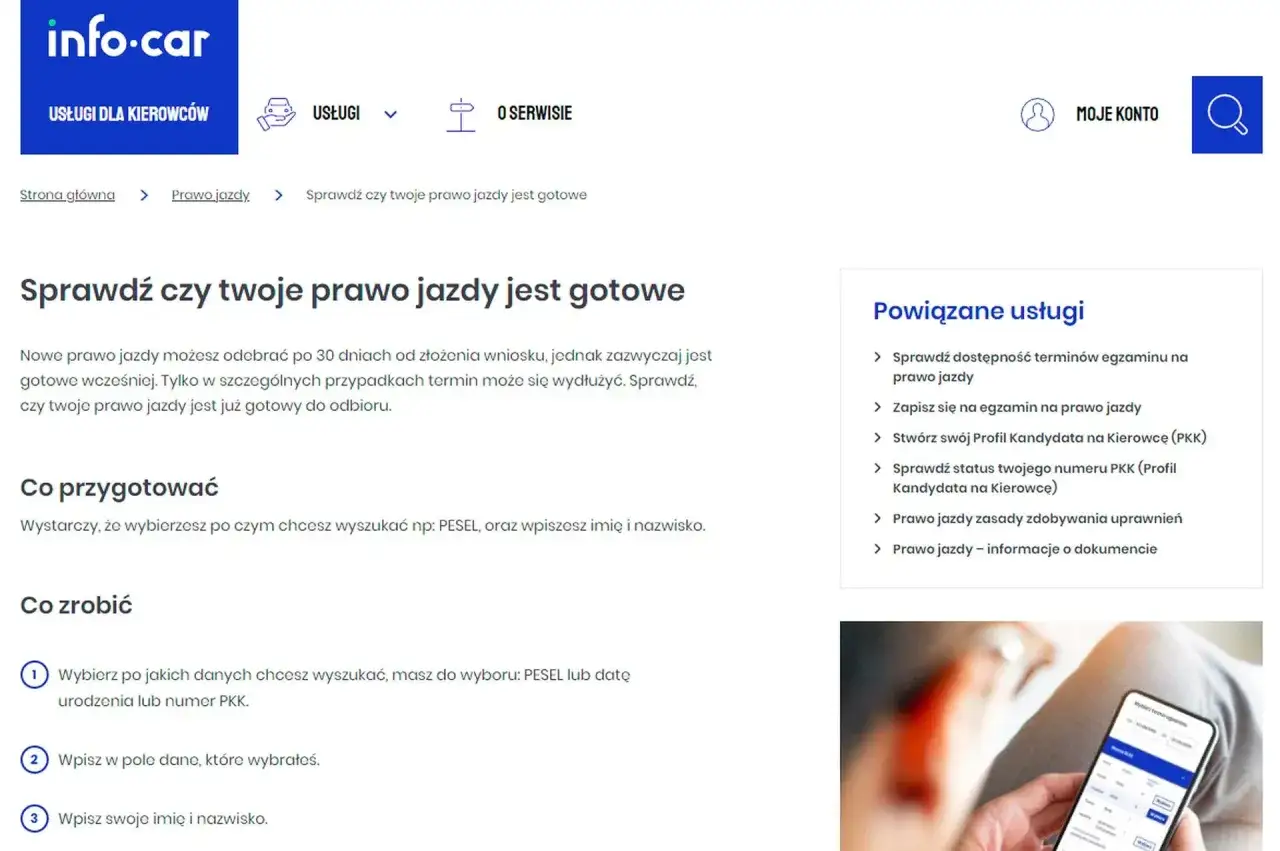 Sprawdź, ile się czeka na prawo jazdy. Strona info-car wyjaśnia, jak sprawdzić status dokumentu i co przygotować.
