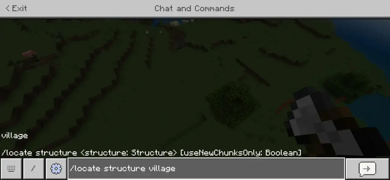 Minecraft komenda locate structure village w czacie